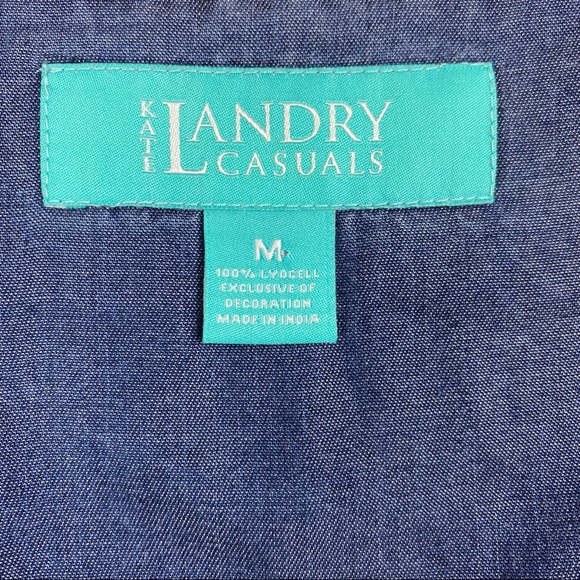 Aztec Chambray Zip Front Embroidered Maxi Dress House Lounger Dress Size M - Picture 7 of 12